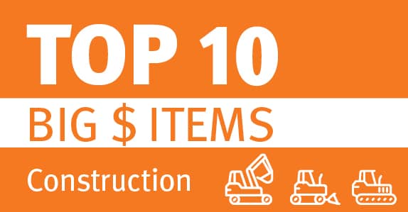Top 10 construction items sold in April 2022
