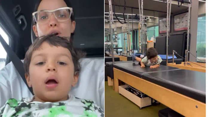 Natasa Stankovic goes for workout session with son Agastya, Hardik Pandya reacts