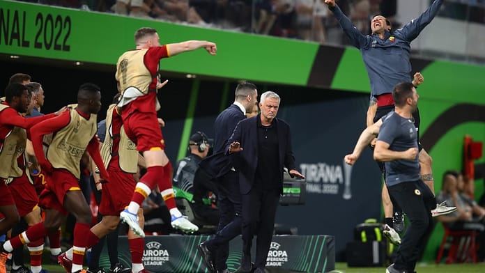 Jose Mourinho completes set of European honours and ends Roma’s 14-year trophy drought as Serie A side win inaugural Europa Conference League