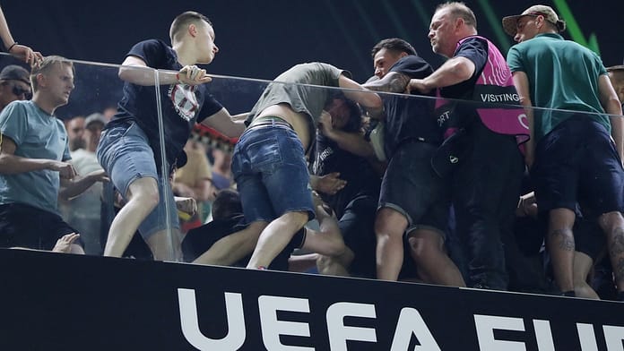 Police officers injured and ’80 Italian hooligans deported’ as fans clash before Roma vs Feyenoord Europa Conference League final